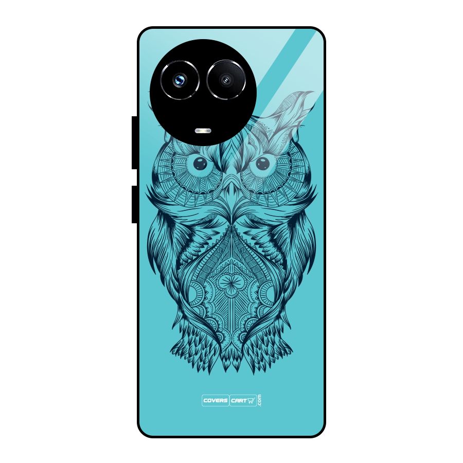 Designer Owl Glass Back Case for Realme 11X