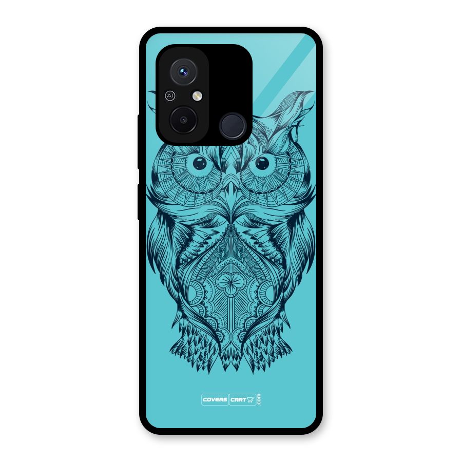 Designer Owl Glass Back Case for Redmi 12C
