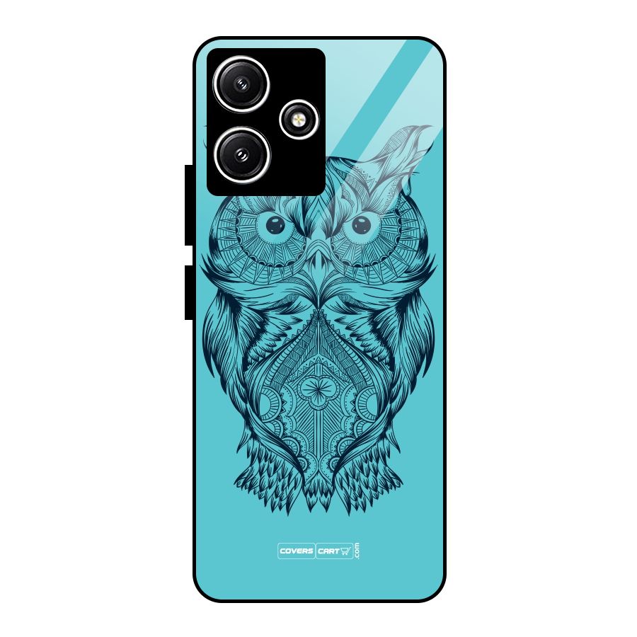 Designer Owl Glass Back Case for Redmi 12 5G