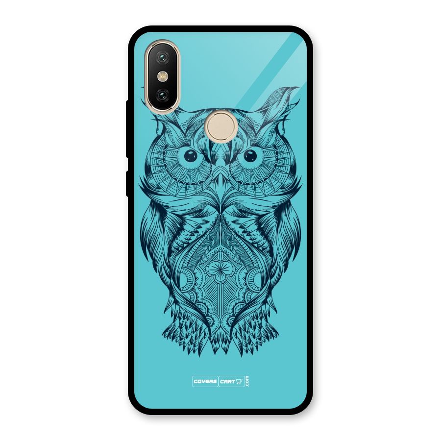 Designer Owl Glass Back Case for Redmi A1