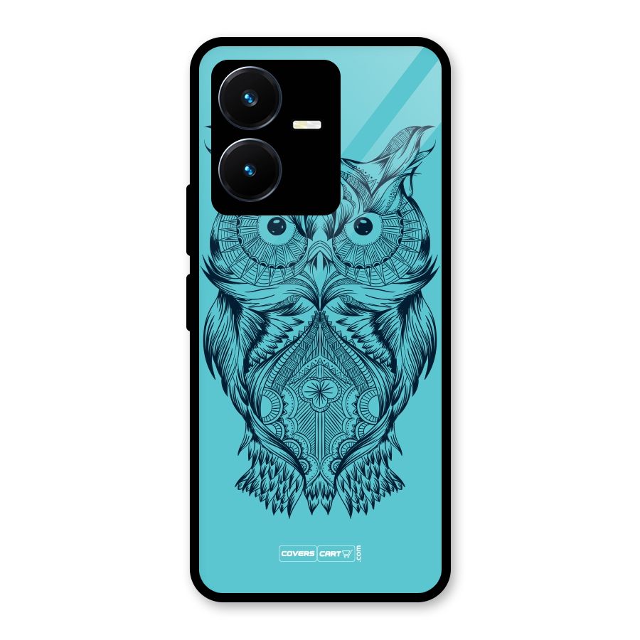 Designer Owl Glass Back Case for Vivo Y22s