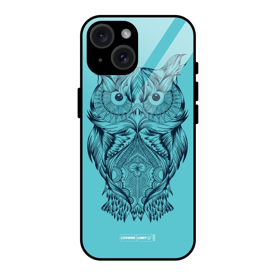 Designer Owl Glass Back Case for iPhone 15