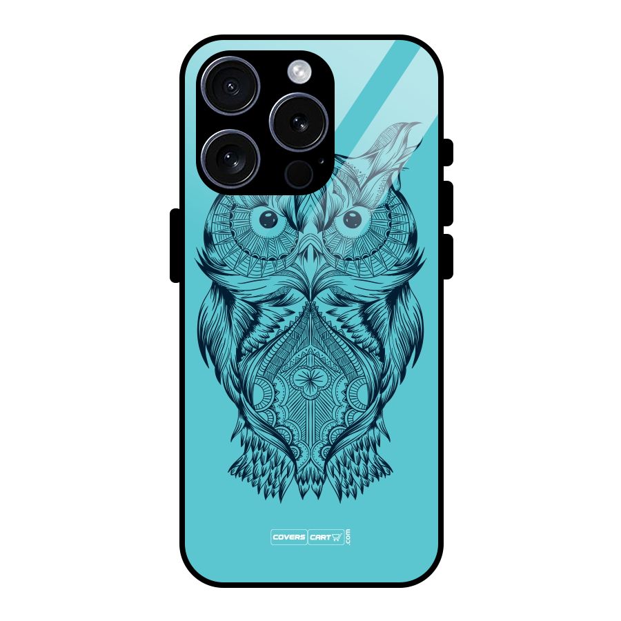 Designer Owl Glass Back Case for iPhone 15 Pro