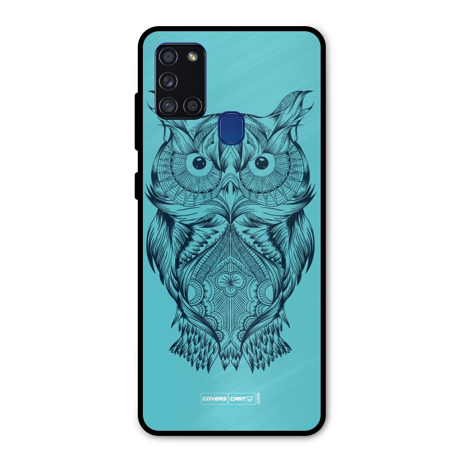 Designer Owl Metal Back Case for Galaxy A21s