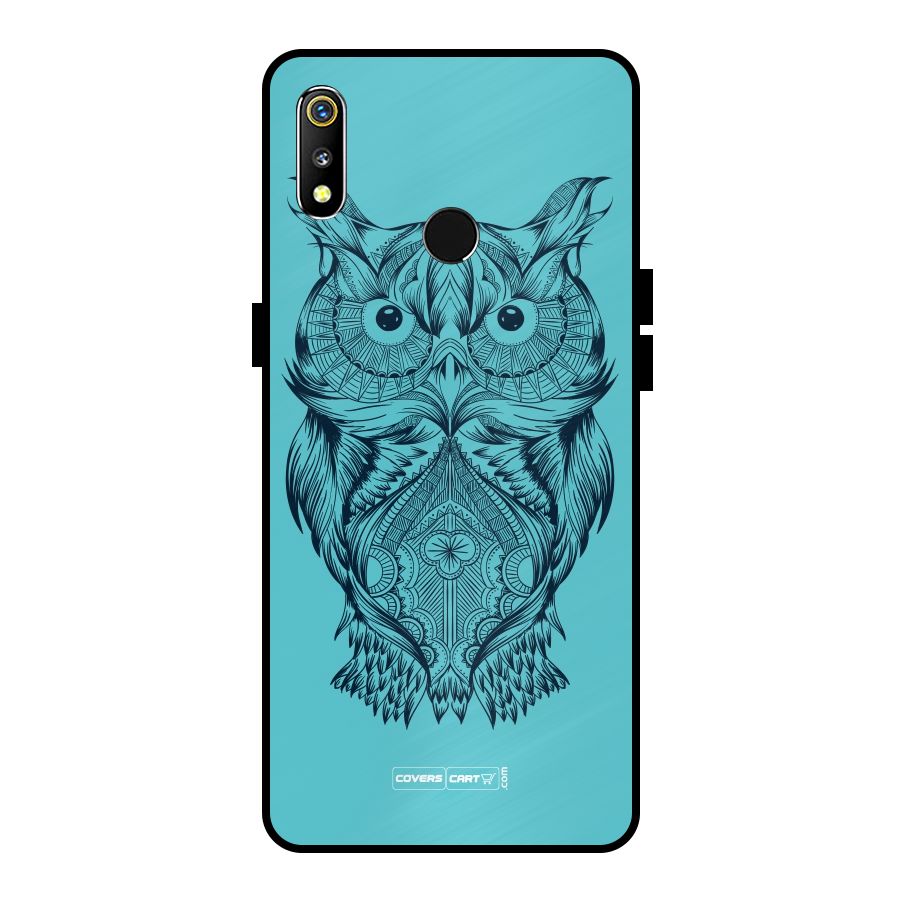 Designer Owl Metal Back Case for Realme 3