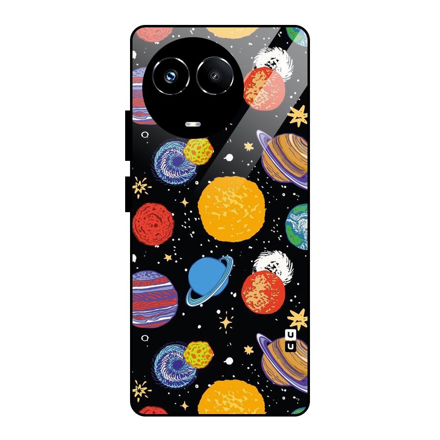 Designer Planets Glass Back Case for Realme 11X