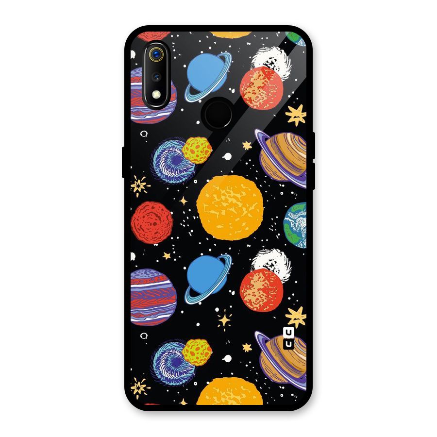 Designer Planets Glass Back Case for Realme 3i