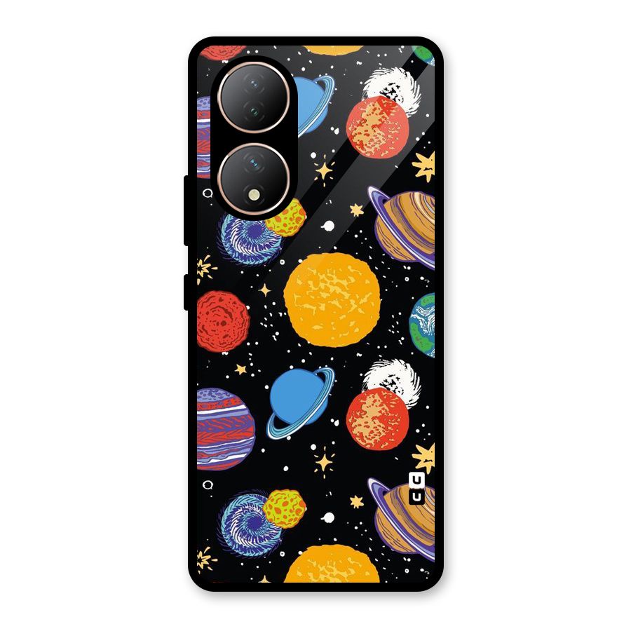 Designer Planets Glass Back Case for Vivo Y100A