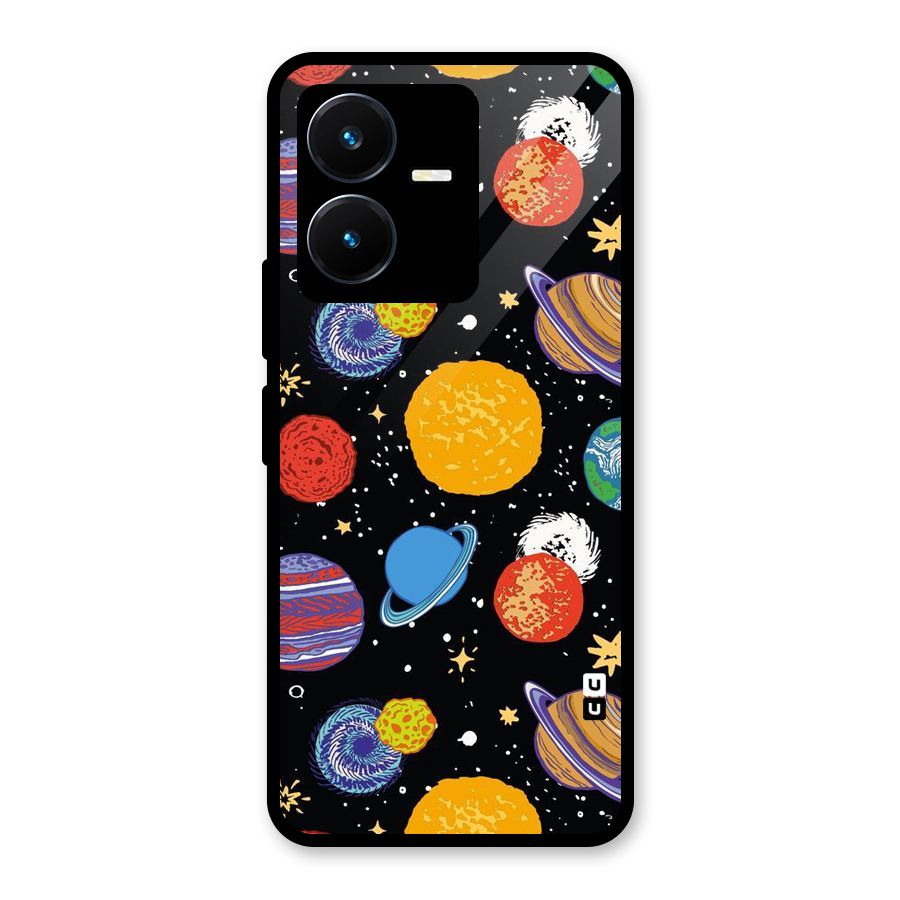 Designer Planets Glass Back Case for Vivo Y22s