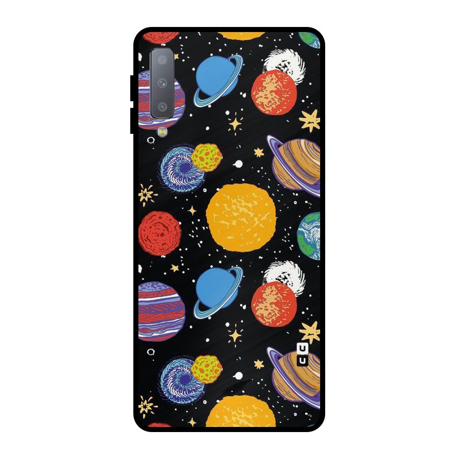 Designer Planets Metal Back Case for Galaxy A7 (2018)