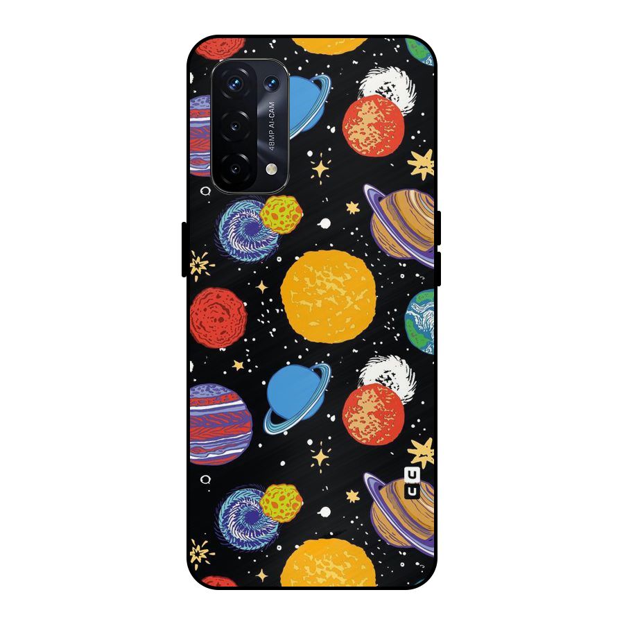 Designer Planets Metal Back Case for Oppo A74 5G