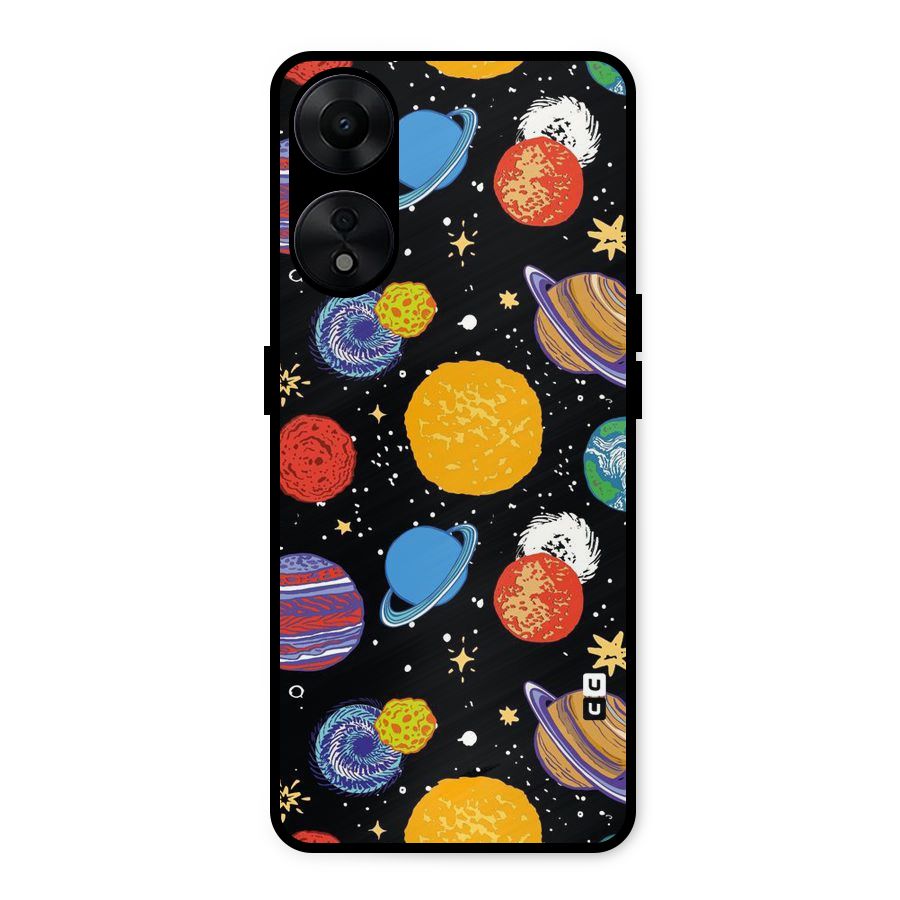 Designer Planets Metal Back Case for Oppo A78 5G