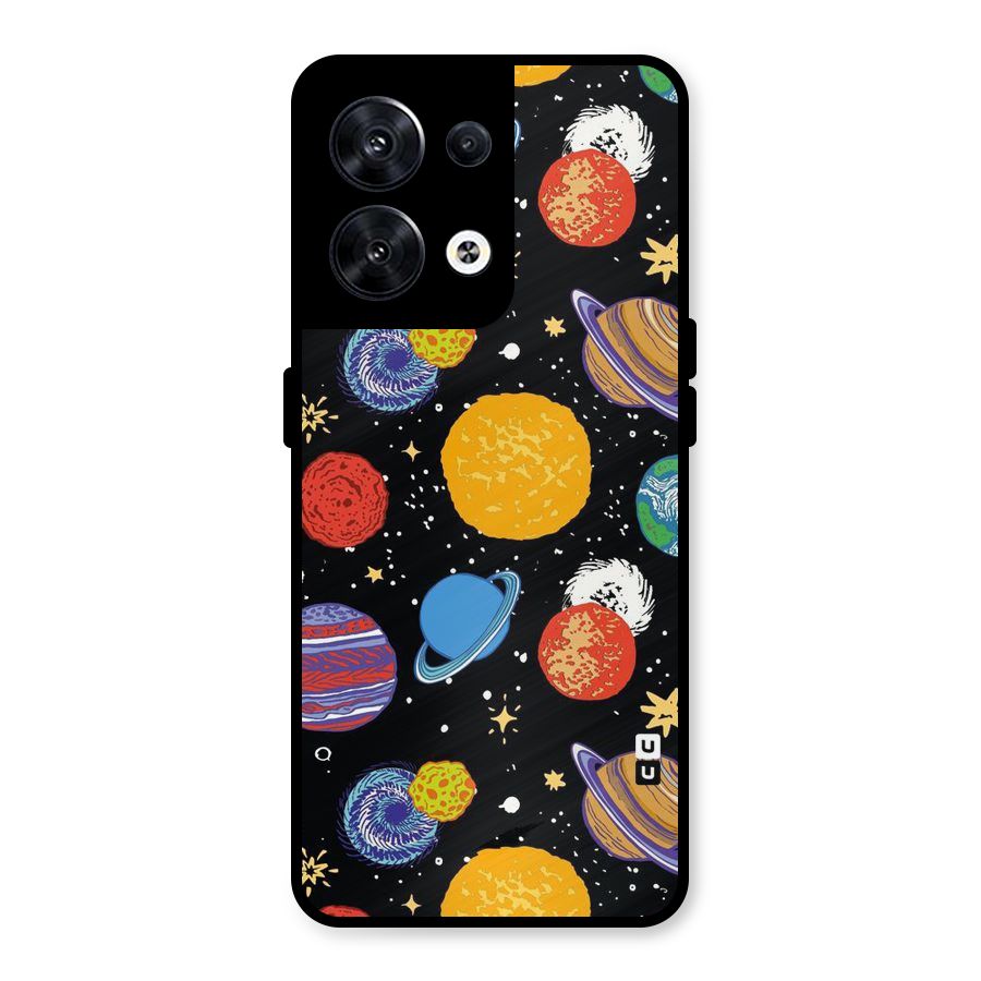 Designer Planets Metal Back Case for Oppo Reno8 5G
