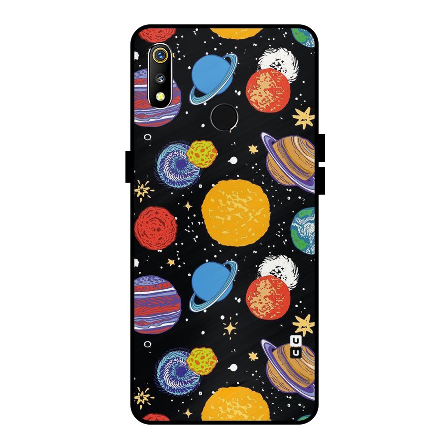 Designer Planets Metal Back Case for Realme 3i