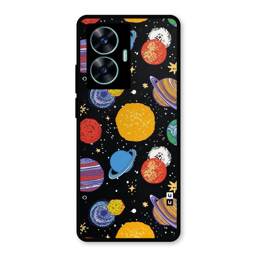 Designer Planets Metal Back Case for Realme Narzo N55