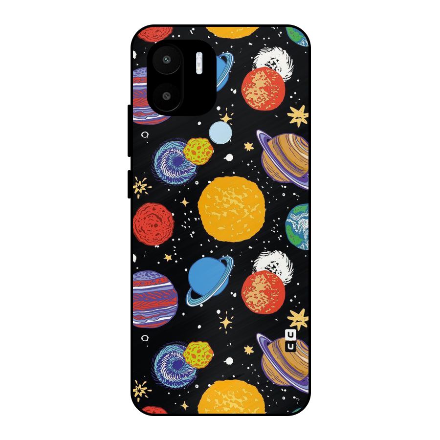 Designer Planets Metal Back Case for Redmi A2+