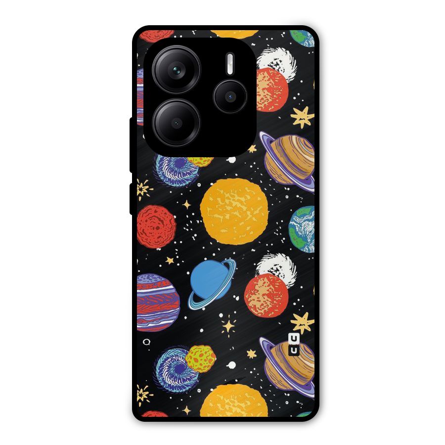 Designer Planets Metal Back Case for Redmi Note 14 5G