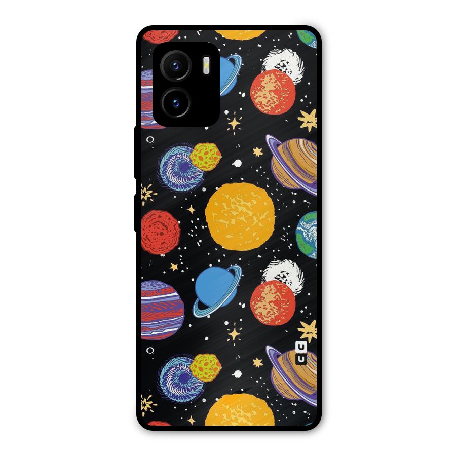 Designer Planets Metal Back Case for Vivo Y15s