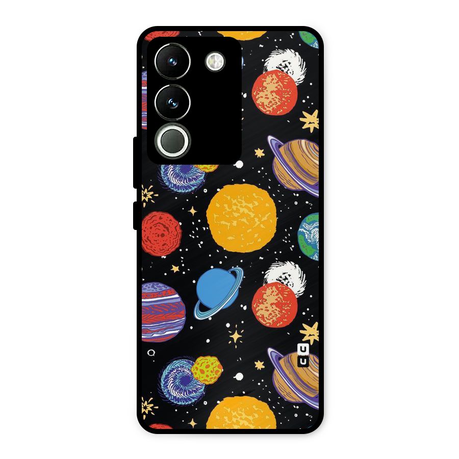 Designer Planets Metal Back Case for Vivo Y200
