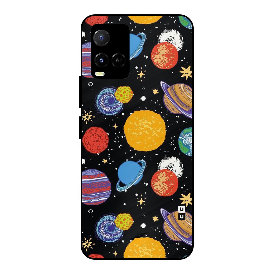 Designer Planets Metal Back Case for Vivo Y21G