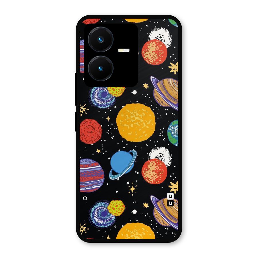 Designer Planets Metal Back Case for Vivo Y22s
