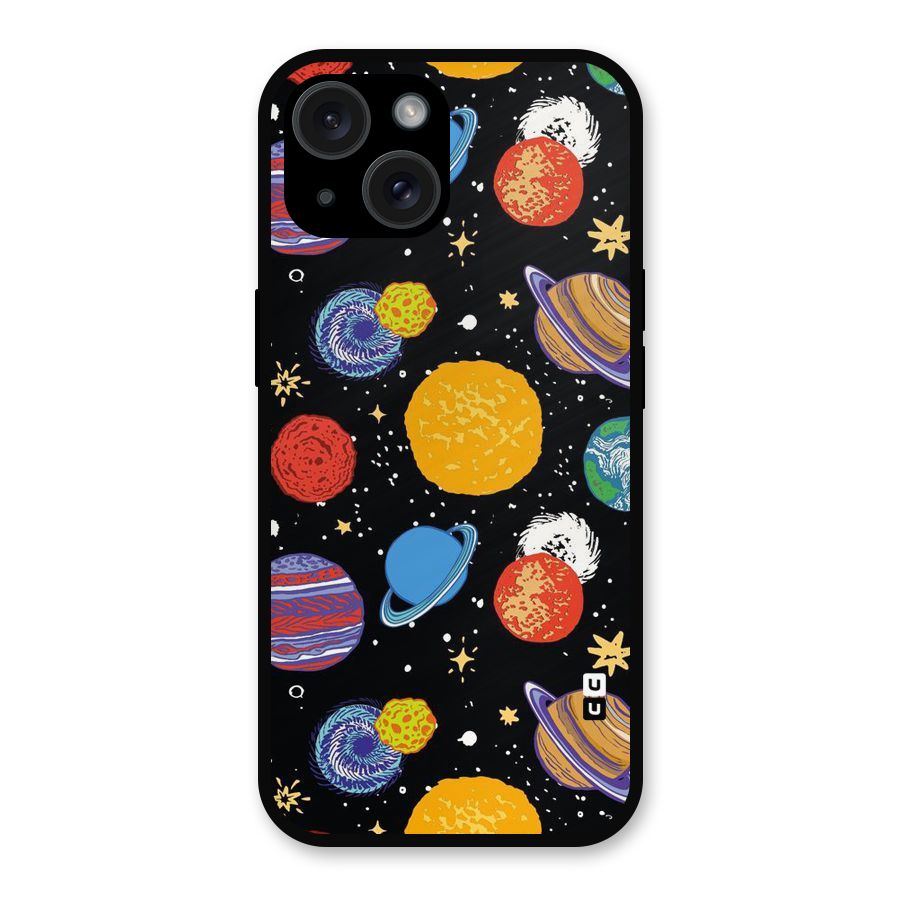 Designer Planets Metal Back Case for iPhone 15