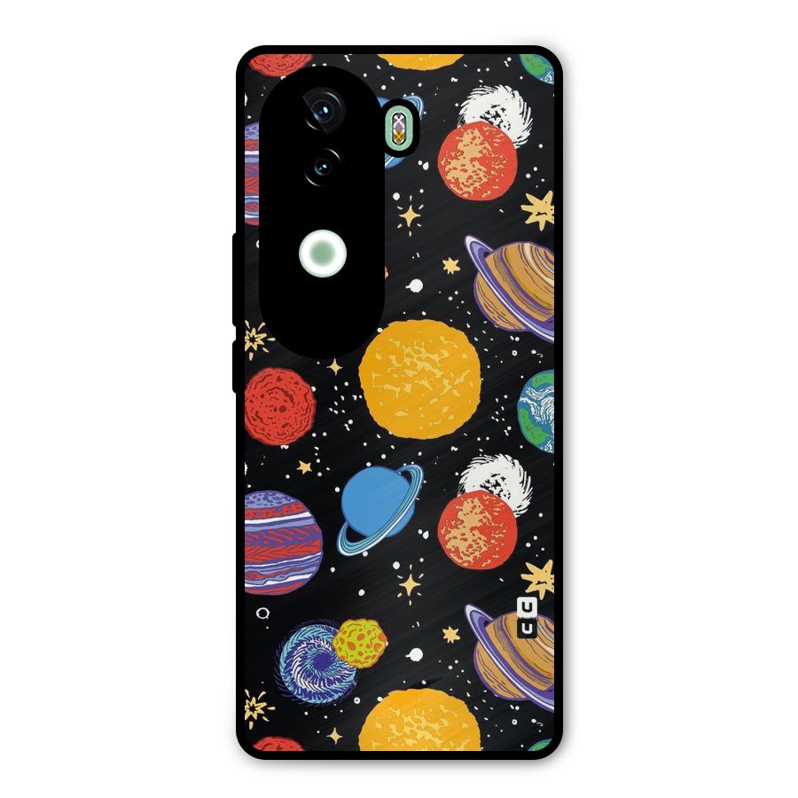 Designer Planets Metal Back Case for iQOO Z9s