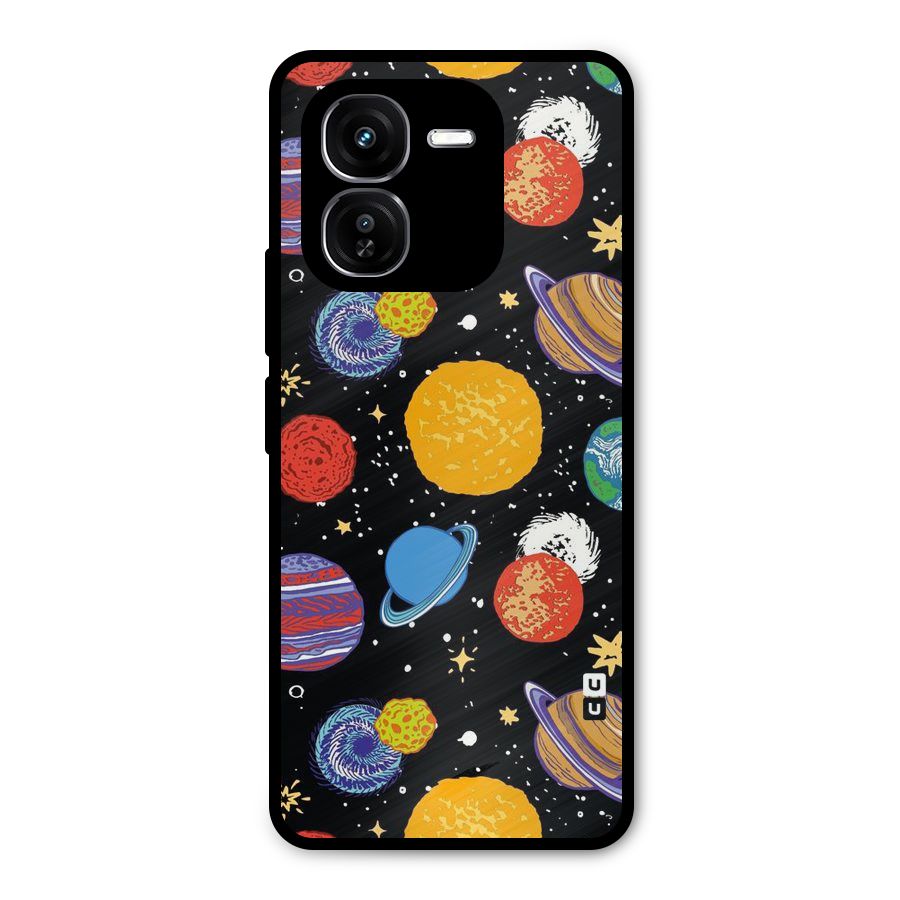 Designer Planets Metal Back Case for iQOO Z9x