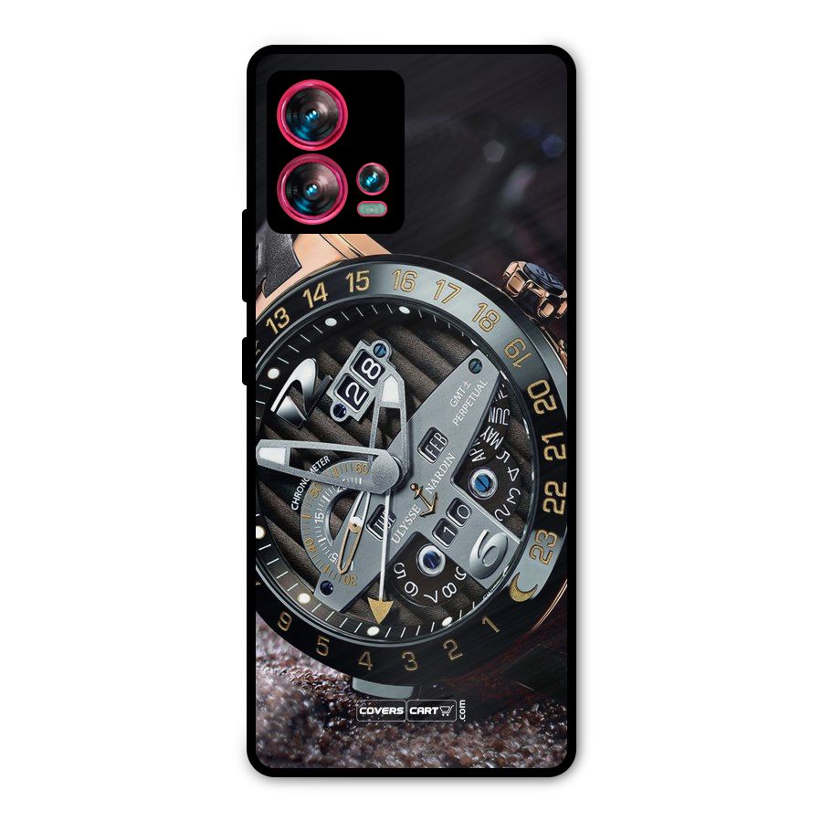 Designer Stylish Watch Metal Back Case for Motorola Edge 30 Fusion