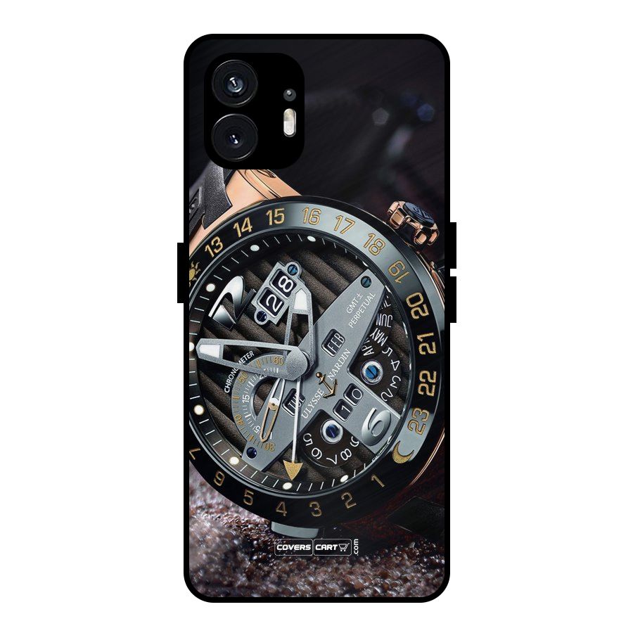 Designer Stylish Watch Metal Back Case for Nothing Phone 2