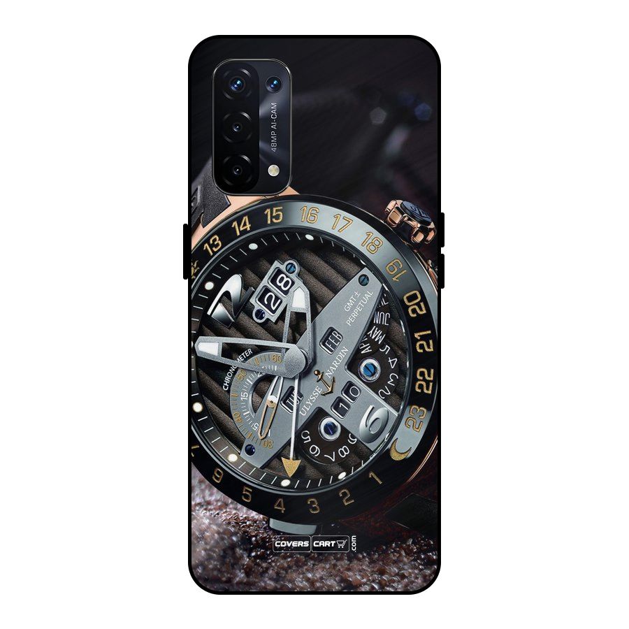 Designer Stylish Watch Metal Back Case for Oppo A74 5G