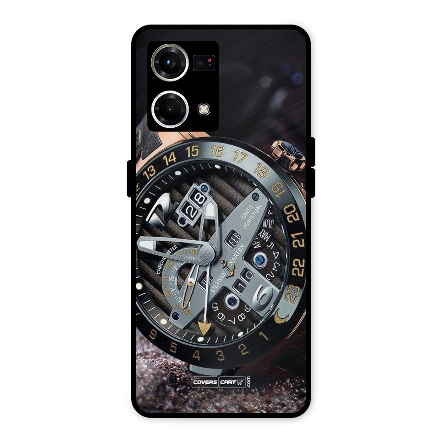 Designer Stylish Watch Metal Back Case for Oppo F21 Pro 4G