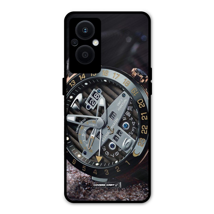 Designer Stylish Watch Metal Back Case for Oppo F21 Pro 5G