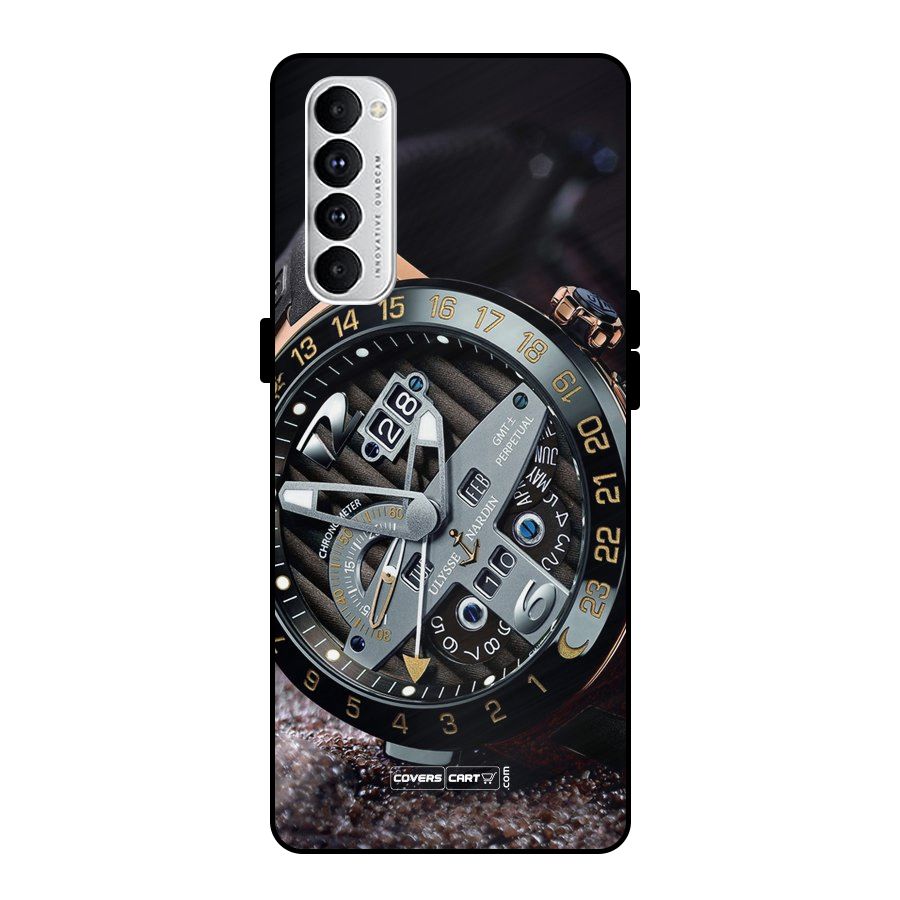 Designer Stylish Watch Metal Back Case for Oppo Reno4 Pro