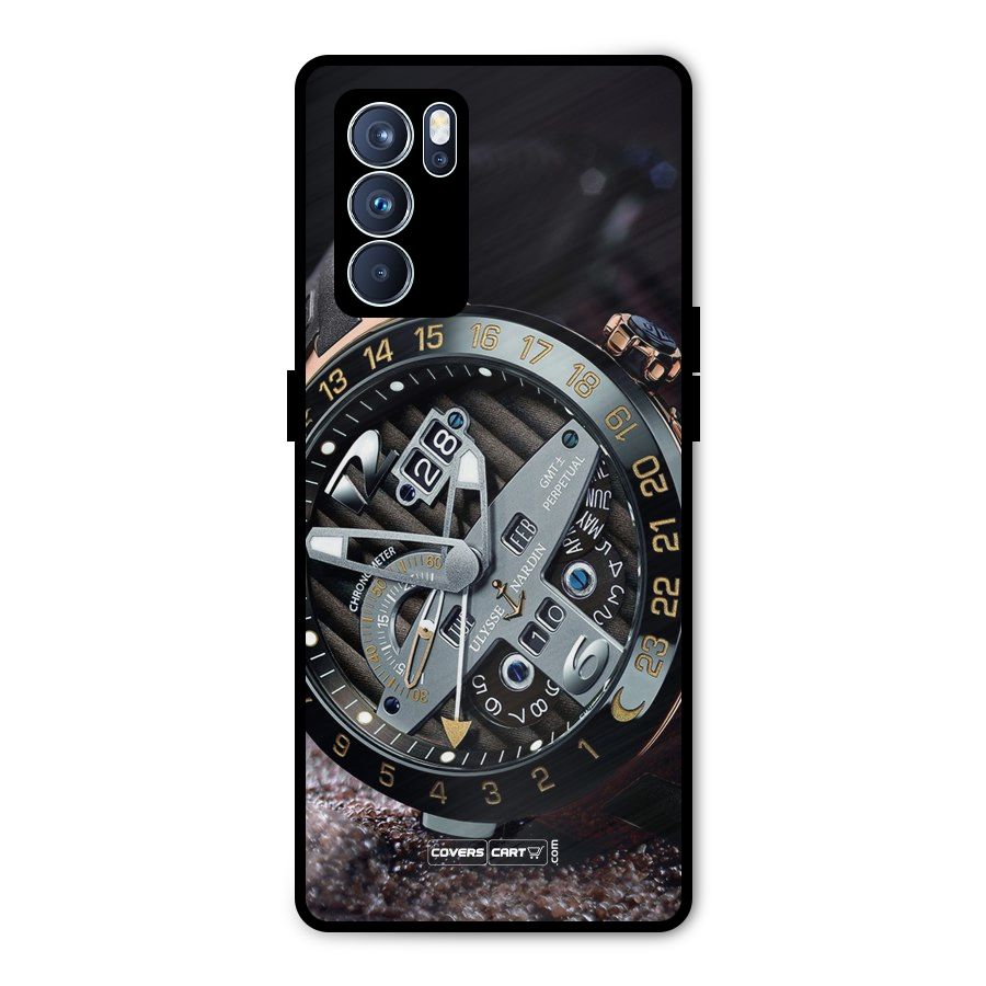 Designer Stylish Watch Metal Back Case for Oppo Reno6 Pro 5G