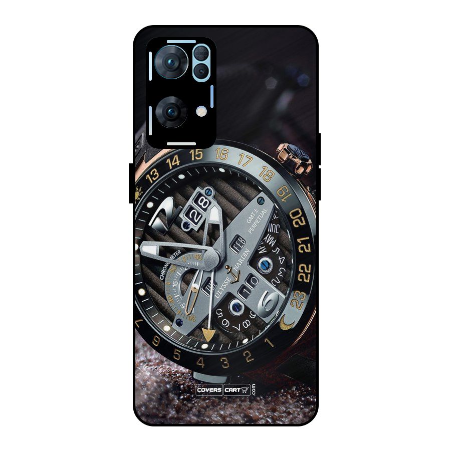 Designer Stylish Watch Metal Back Case for Oppo Reno7 Pro 5G