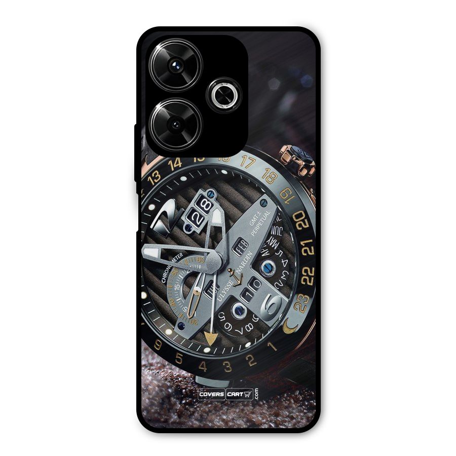 Designer Stylish Watch Metal Back Case for Poco M6 Plus