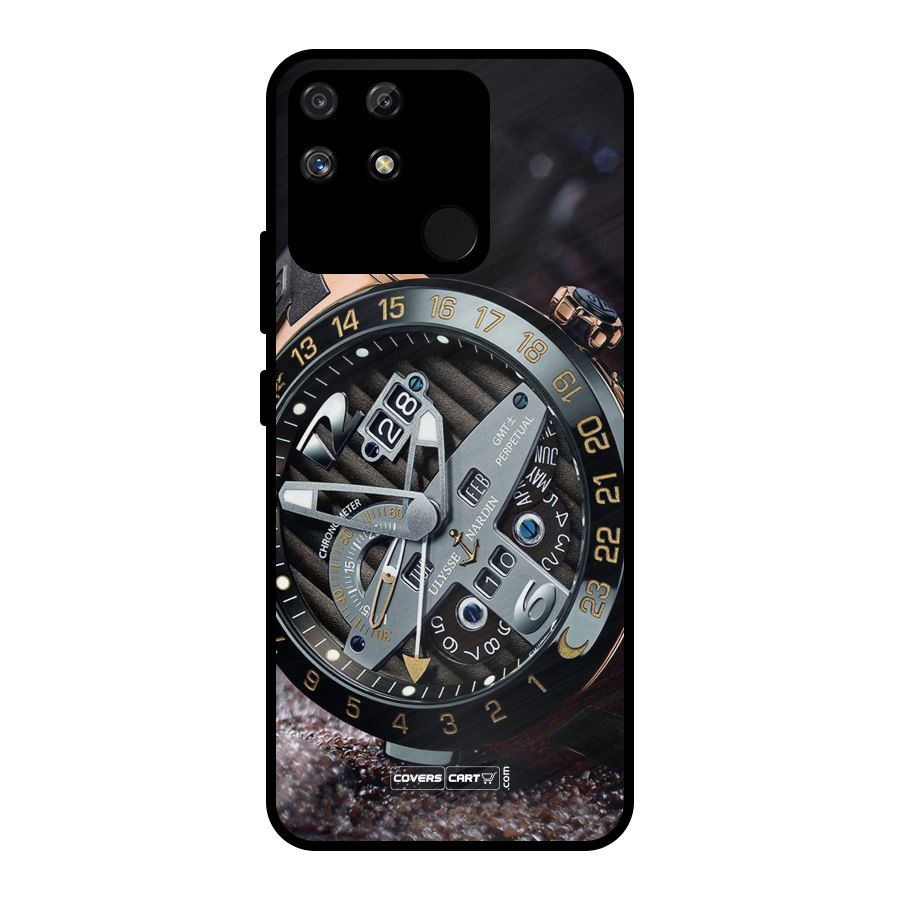 Designer Stylish Watch Metal Back Case for Realme Narzo 50A