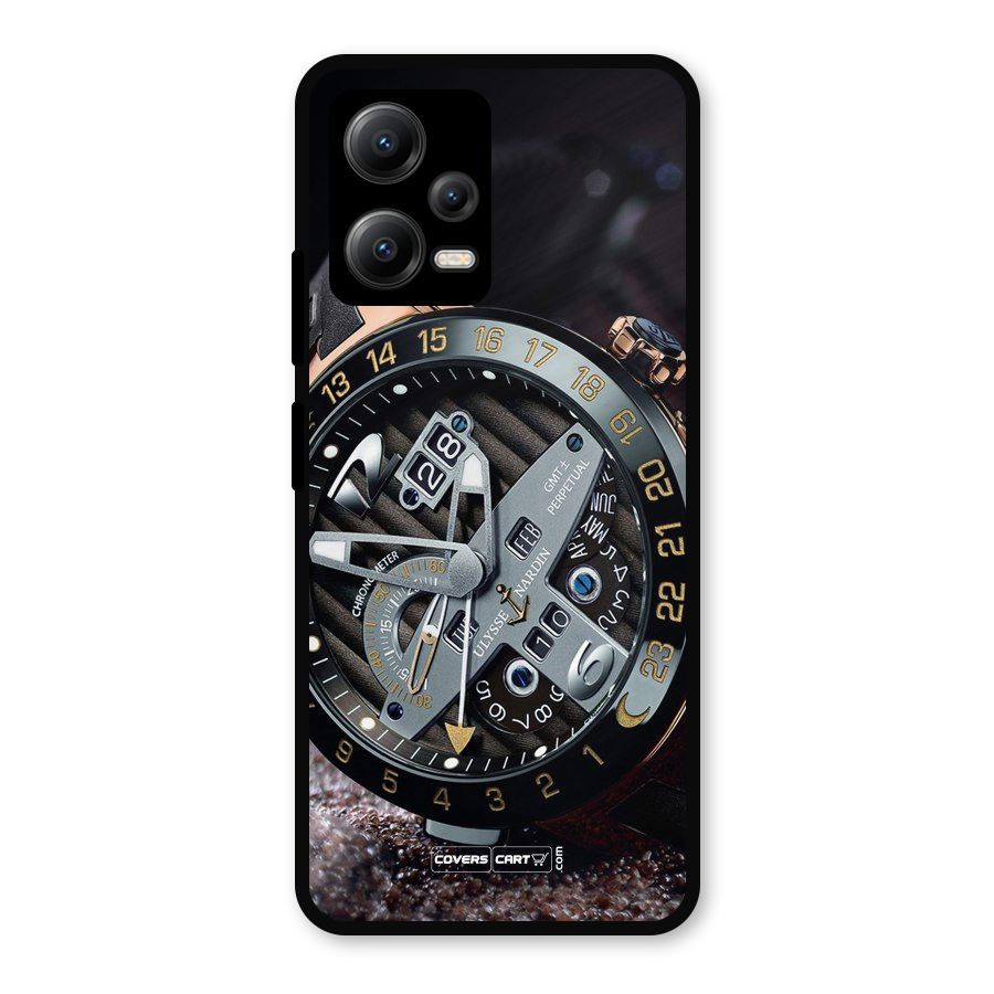 Designer Stylish Watch Metal Back Case for Redmi Note 12 5G