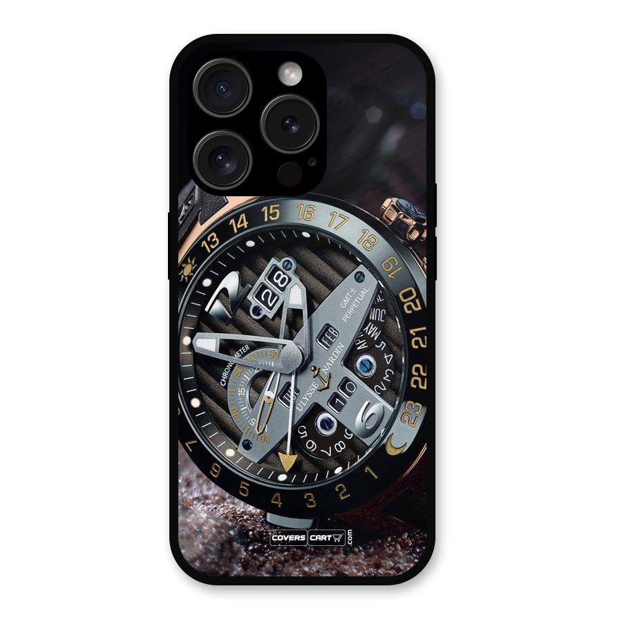 Designer Stylish Watch Metal Back Case for iPhone 15 Pro