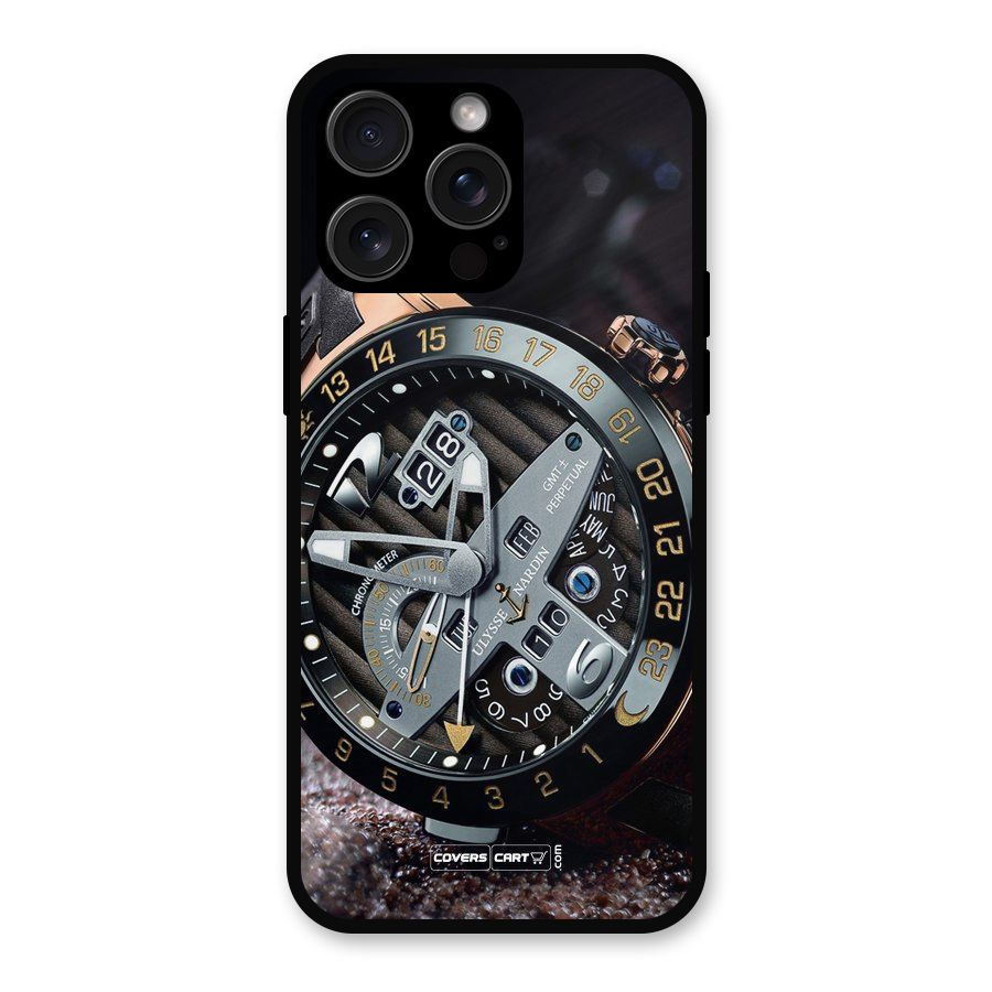 Designer Stylish Watch Metal Back Case for iPhone 15 Pro Max