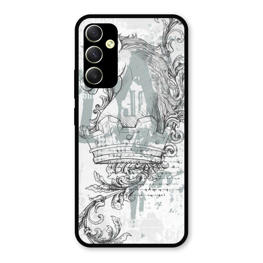 Designous Vintage Metal Back Case for Galaxy A34