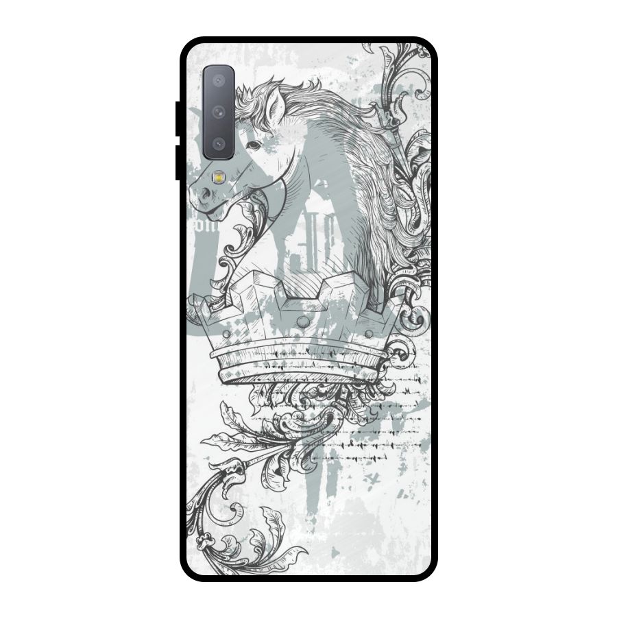 Designous Vintage Metal Back Case for Galaxy A7 (2018)