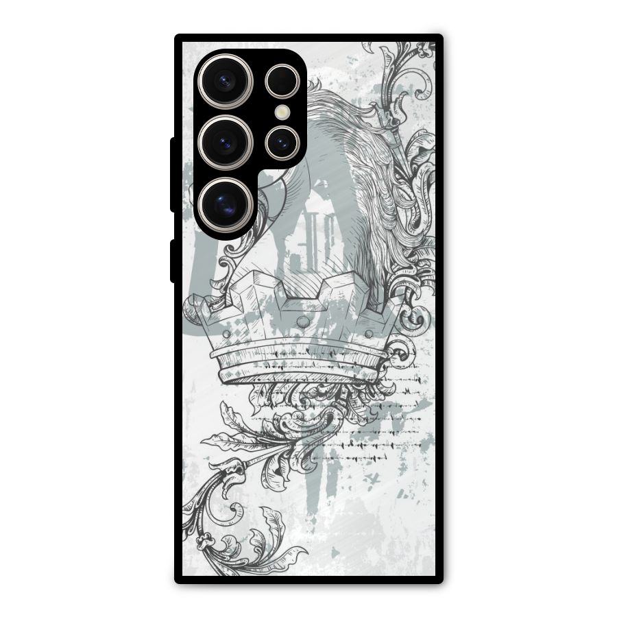 Designous Vintage Metal Back Case for Galaxy S24 Ultra