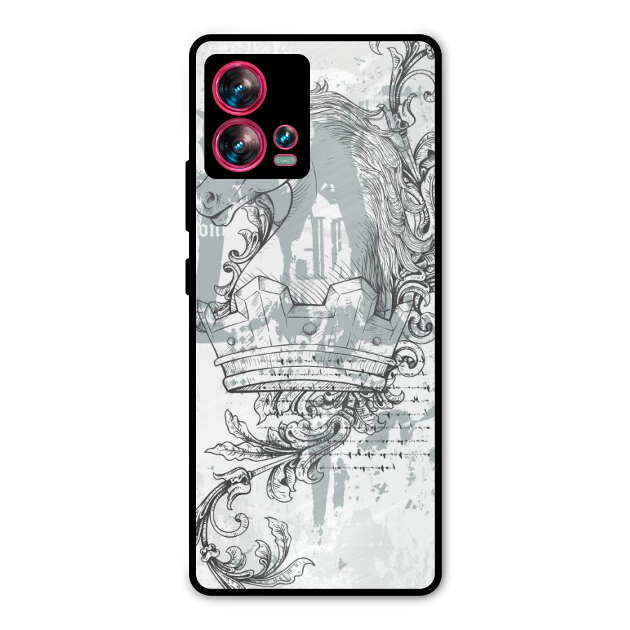 Designous Vintage Metal Back Case for Motorola Edge 30 Fusion
