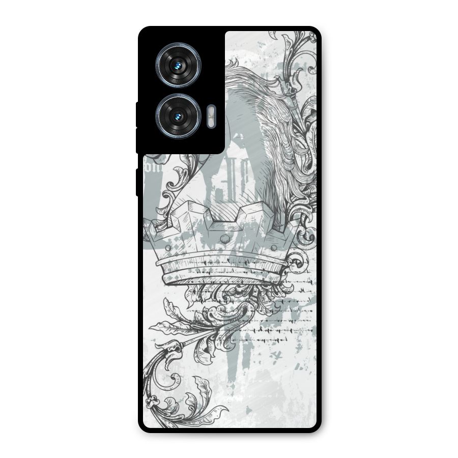 Designous Vintage Metal Back Case for Motorola Edge 50 Fusion