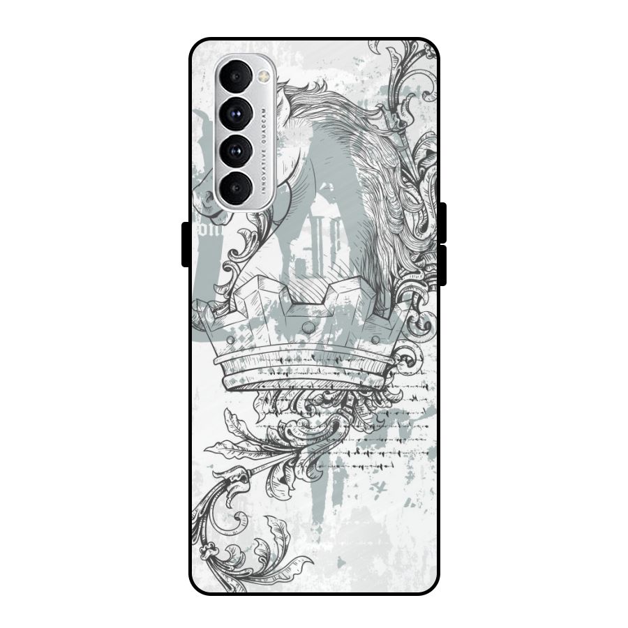 Designous Vintage Metal Back Case for Oppo Reno4 Pro