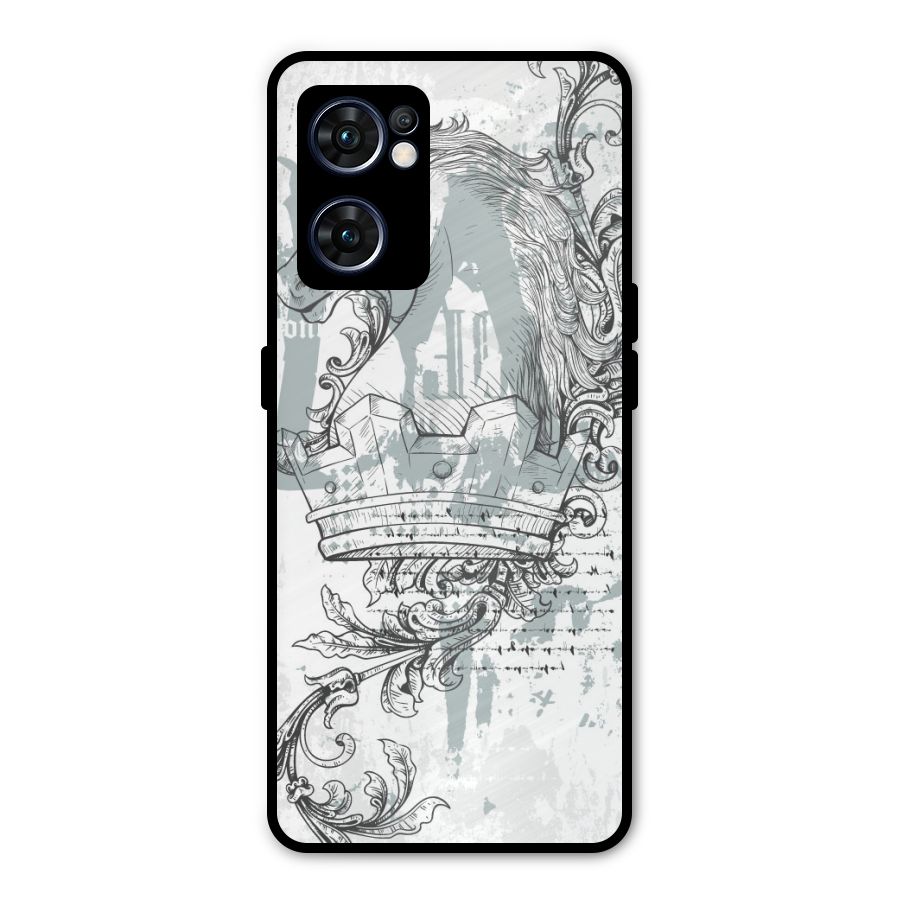 Designous Vintage Metal Back Case for Oppo Reno7 5G