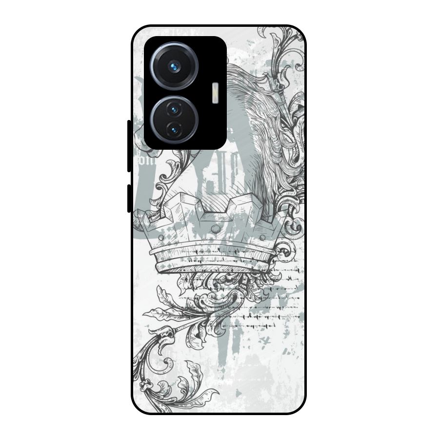 Designous Vintage Metal Back Case for Vivo T1 44W