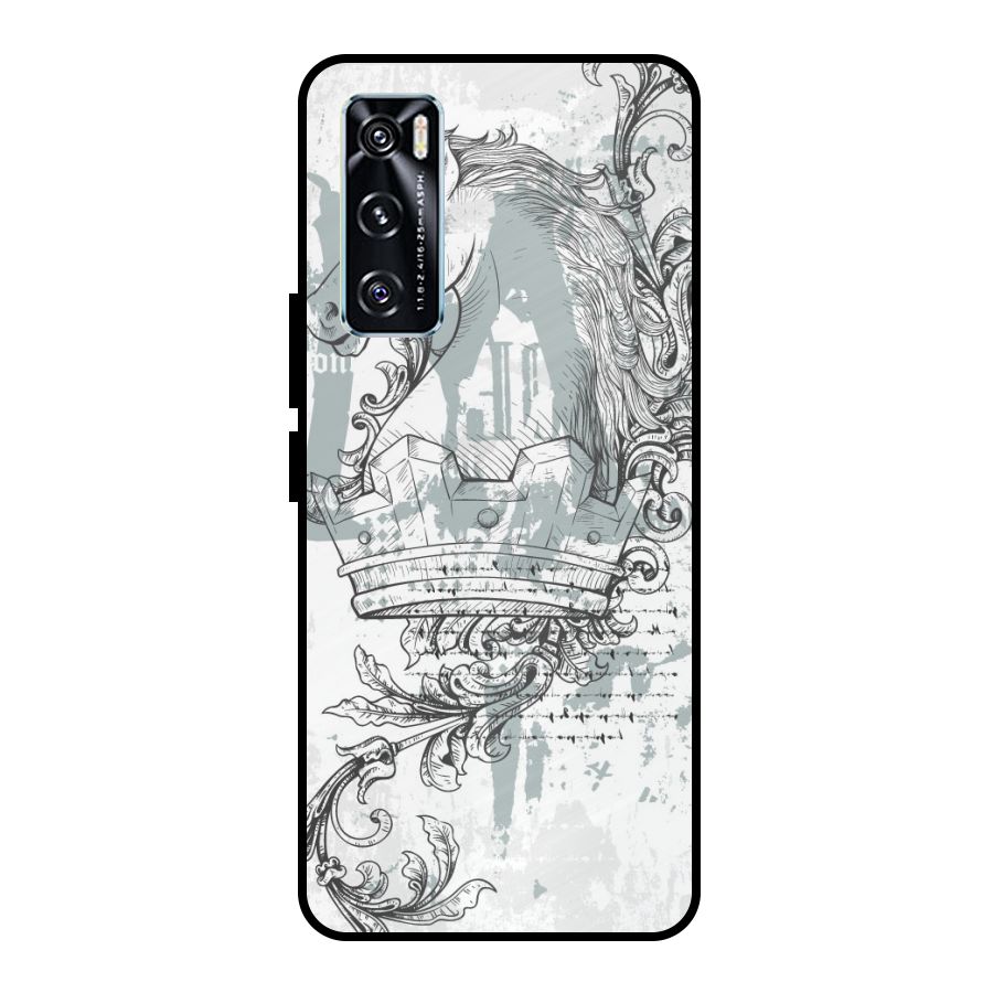 Designous Vintage Metal Back Case for Vivo V20 SE